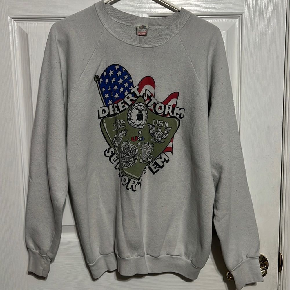 🔥🔥 True Vintage 1991 DESERT STORM “Support ‘Em” Crewneck Sweatshirt - GUC - XL